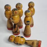 Children's bowling in painted wood