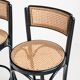 Set of 4 vintage high stools. Beech wood and cane. France, 90s