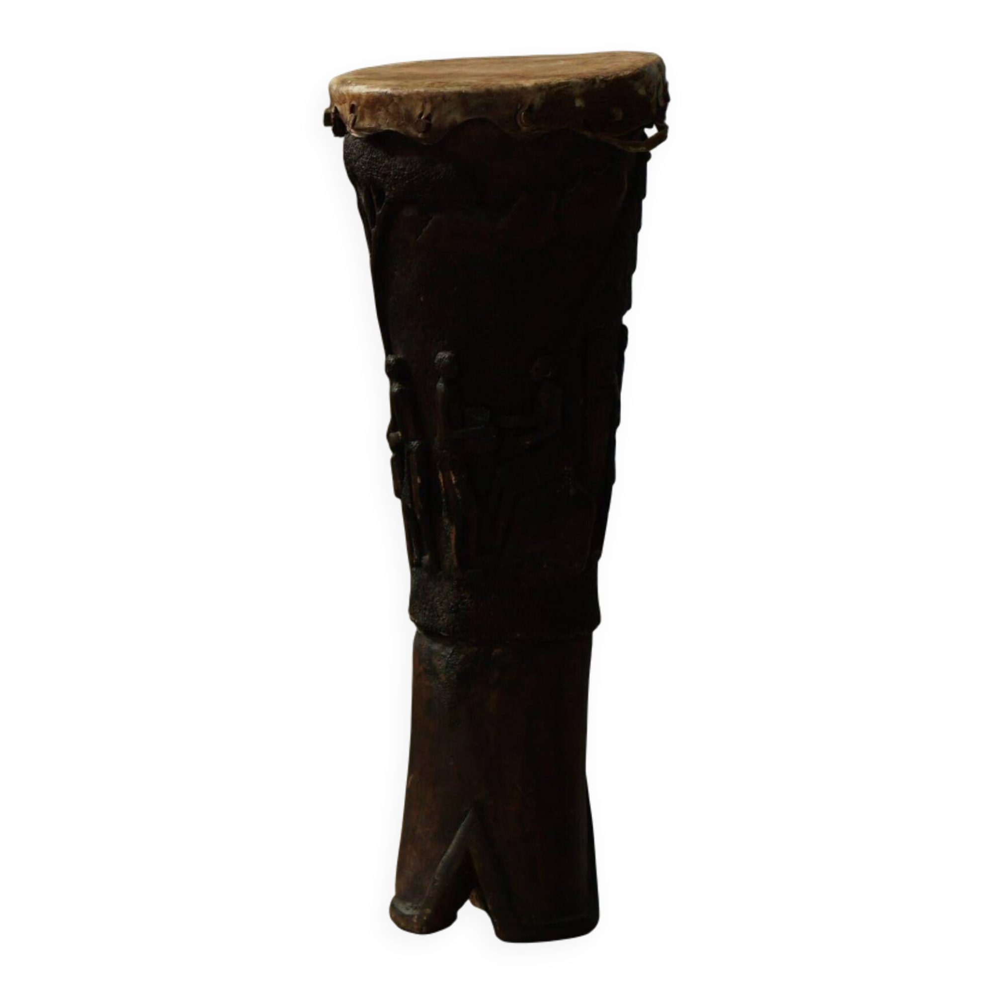 Sculpture / Organic wooden tambour, African carved, 20th century