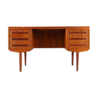 Bureau rétro vintage danois grand double piédestal en teck des années 60 /70