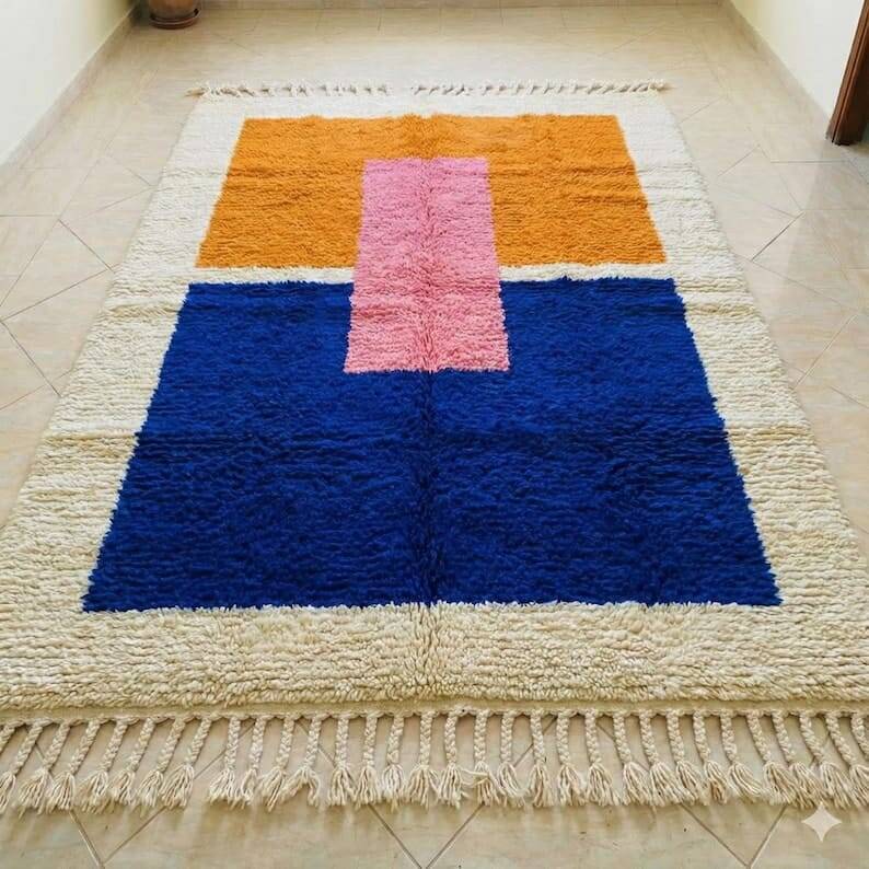 Handmade pure wool rug with colourful patterns 1.5/3.5 m