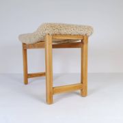 Modern Scandinavian stool in pine and sheepskin, Sweden, 1970s
