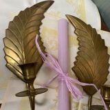 Pair of old bronze/brass wall lights
