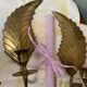 Pair of old bronze/brass wall lights