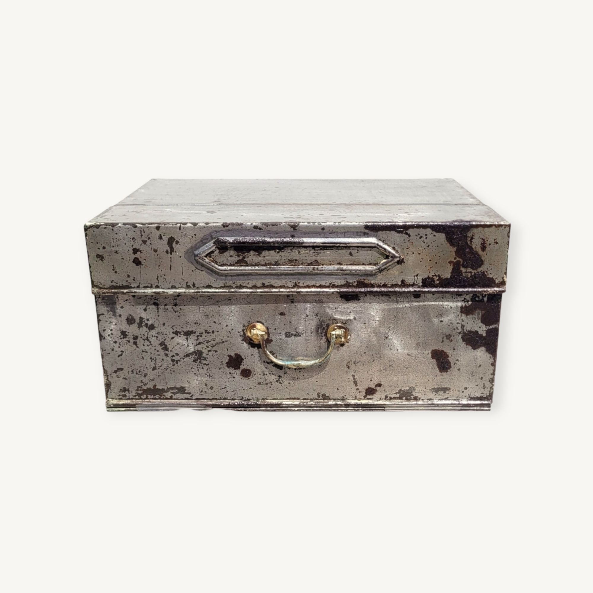 Old sheet metal filing cabinet storage box