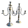 Pair of silver metal candelabra candle holders