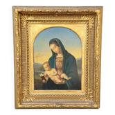 Huile sur panneau «Madonna Connestabile», d'après Raphaël Sanzio, début XIXe siècle – Italie