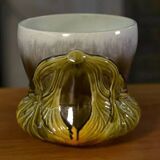 Numbered polychrome art nouveau ceramic planter, early 20th century