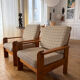 Paire de fauteuils en pin vintage 