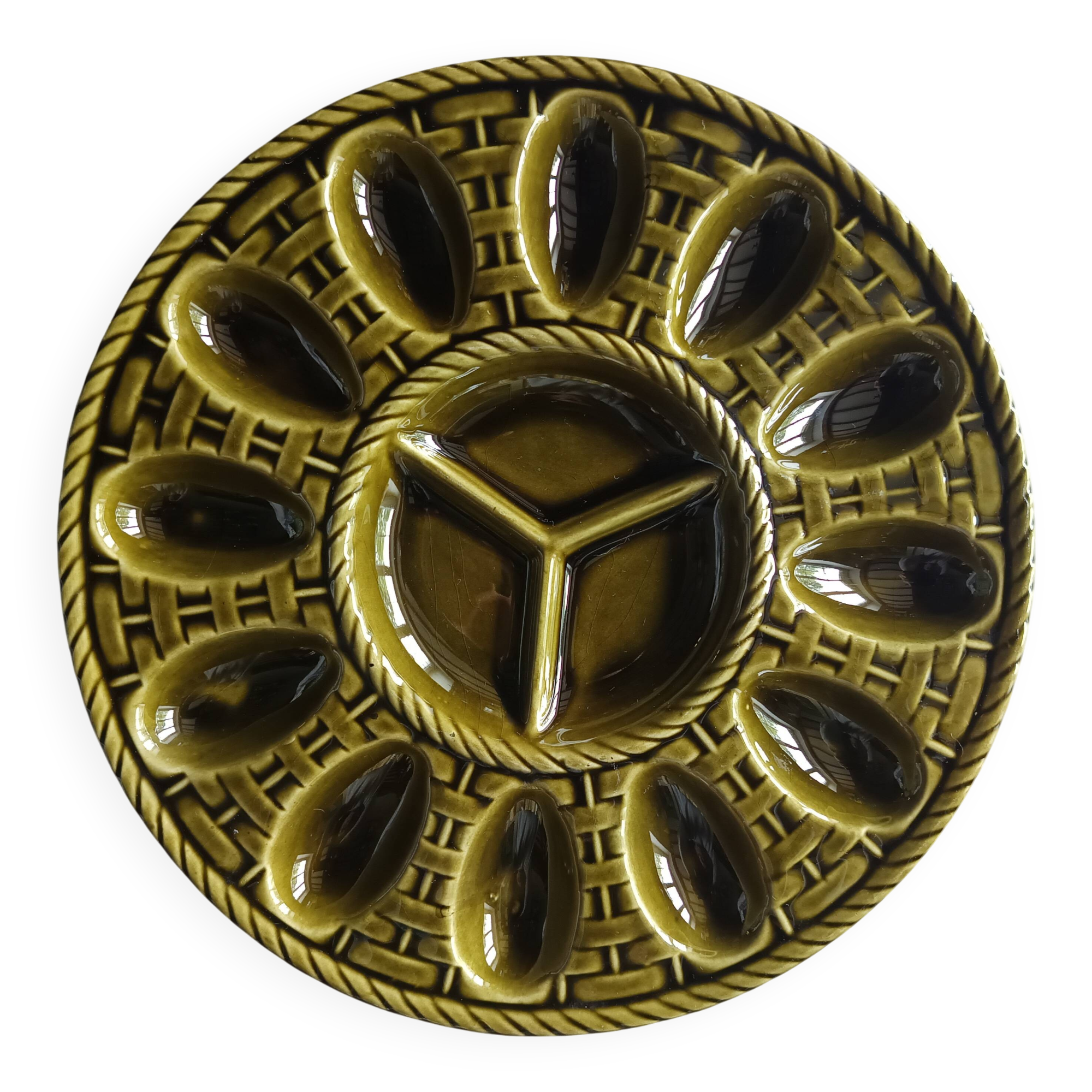 Vintage earthenware egg tray, Sacavém Portugal, 60s-70s