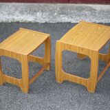Pair of scandinavian-style wooden nesting tables, coffee tables, bedside tables