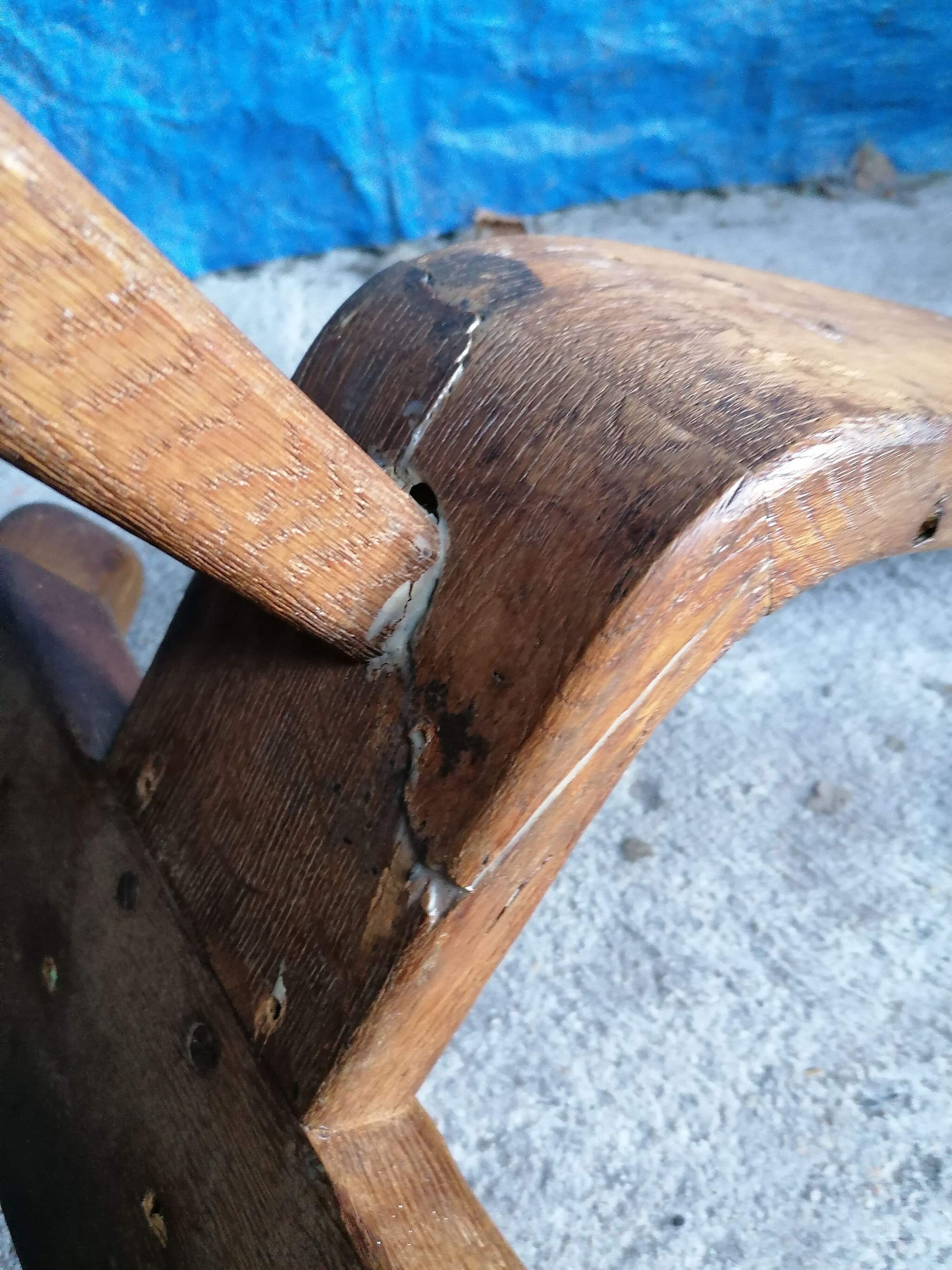 Tripod wooden stool with brutalistic vintage brutalism