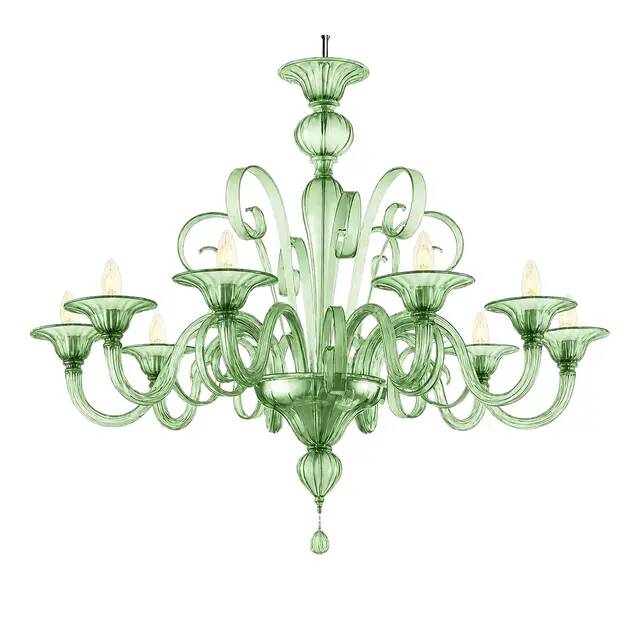 Chandelier en verre de Murano vert vénitien par Simoeng pour Simoeng