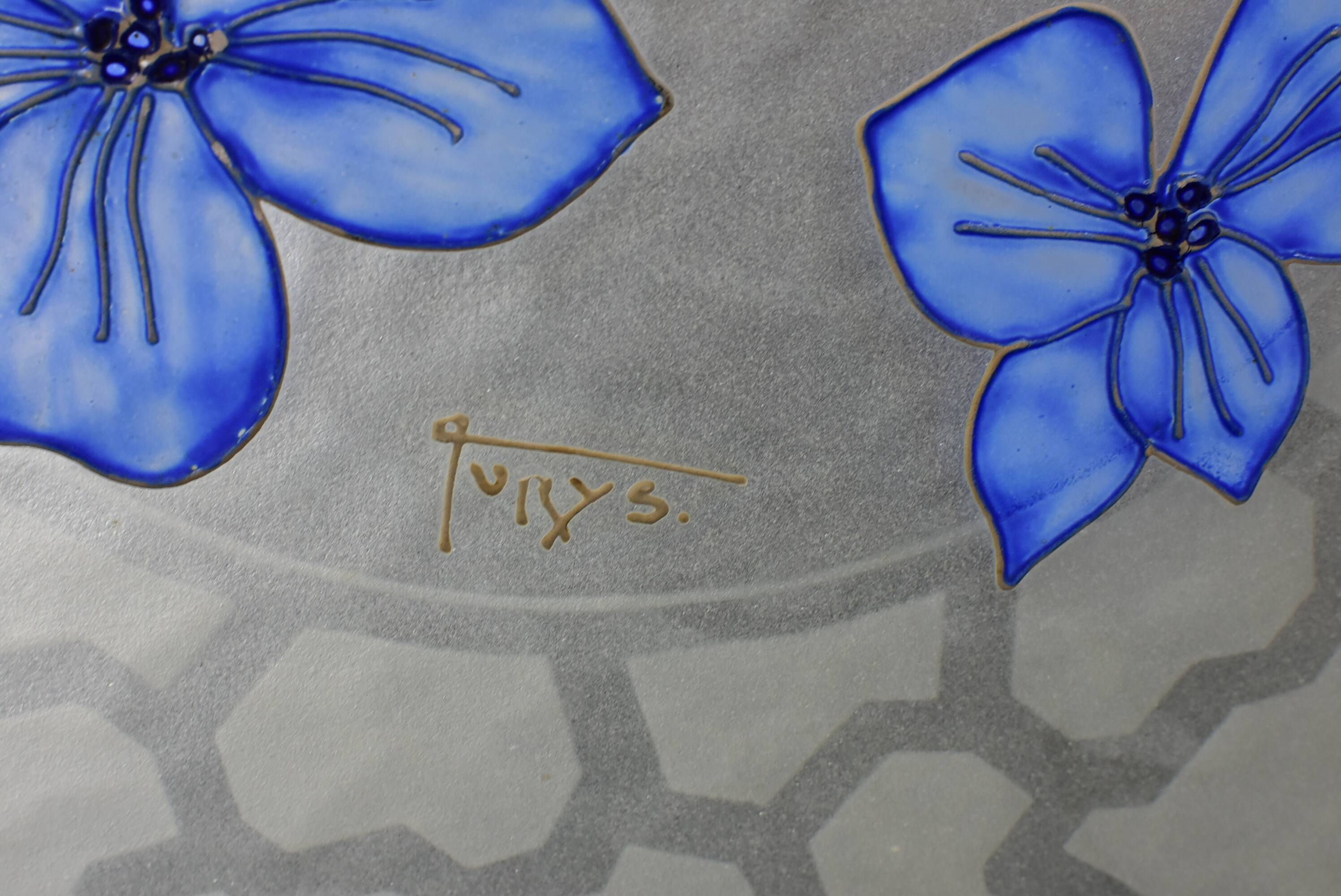 Glass ceiling light signed Aurys