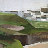 1961 Mid-Century Modern "Brittany" Vintage Expressionist Landscape Oil Painting, Framed