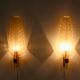 Pair of 24-carat gold flaked glass leaf appliques