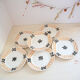 6 plates flat flowers black and orange Badonviller model Roscoff