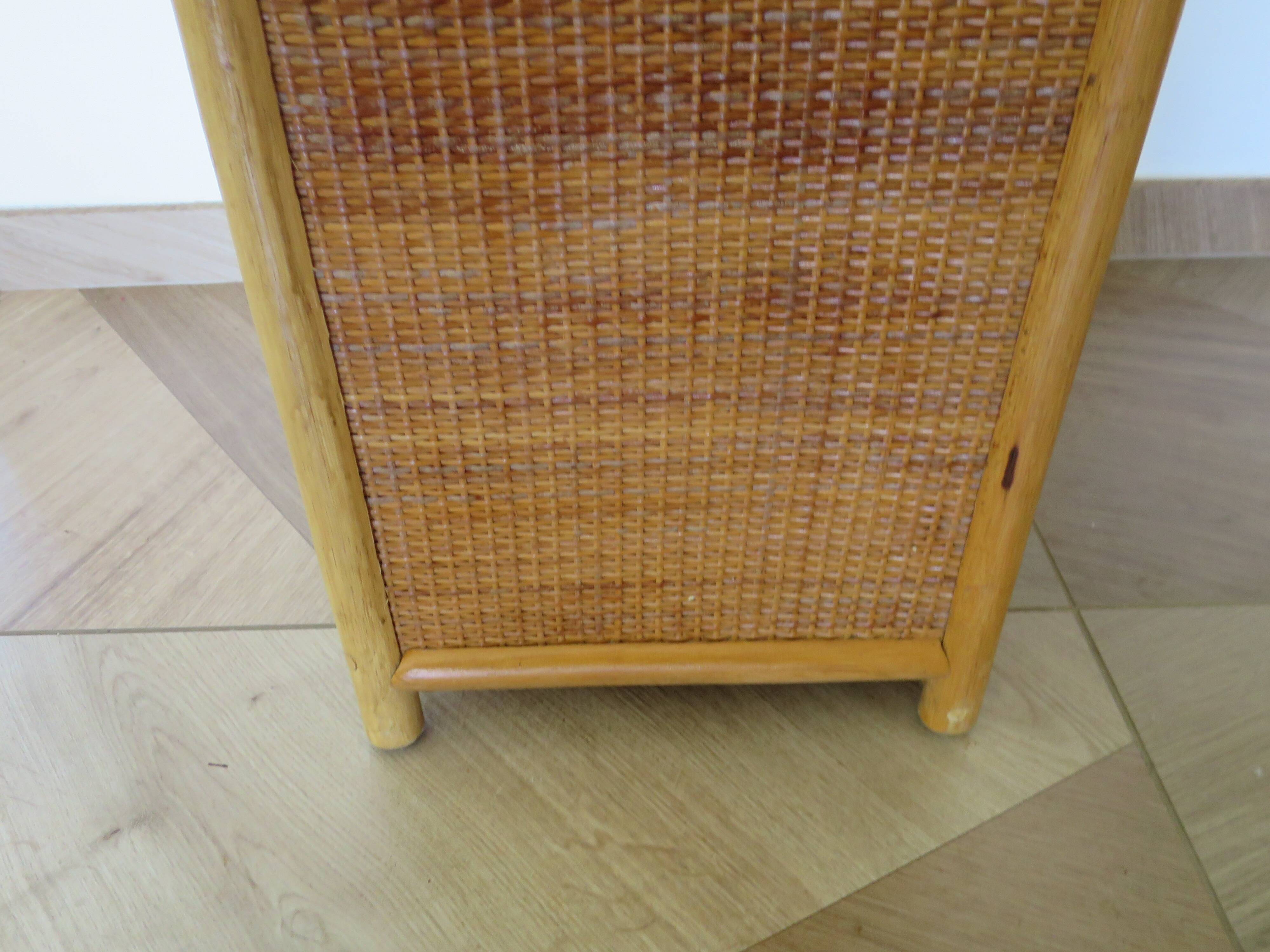 Vintage Library - 2 drawers - Woven rattan cupboard - 1980s - natural