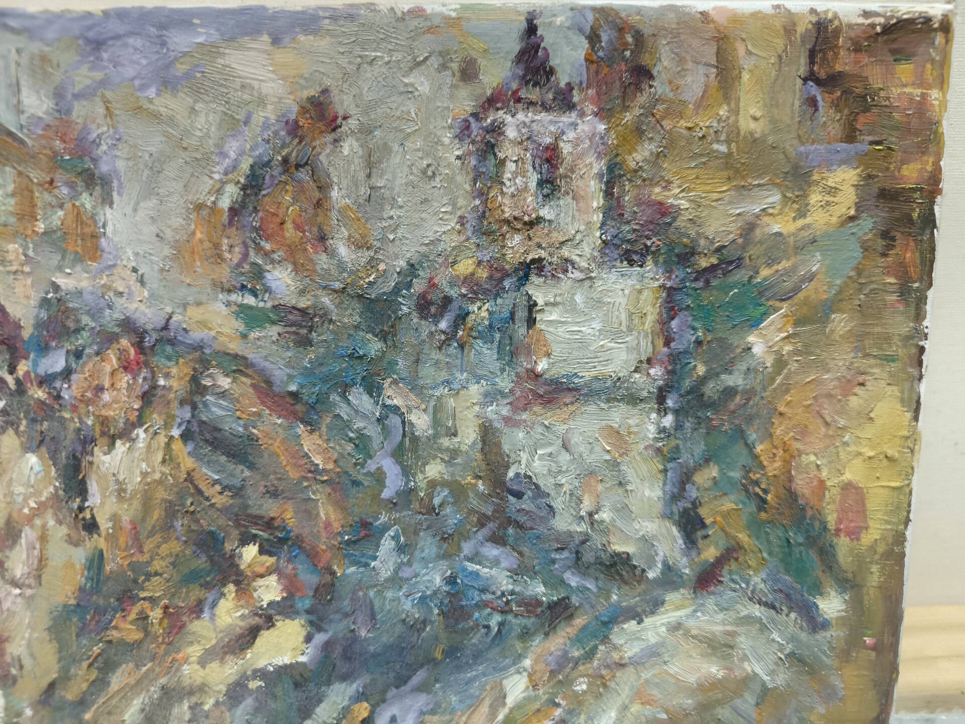 Village Bell Tower – Impressionist Oil Painting
