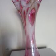 Grand vase corolle évasé 50cm - moucheté rose & blanc Design 70'