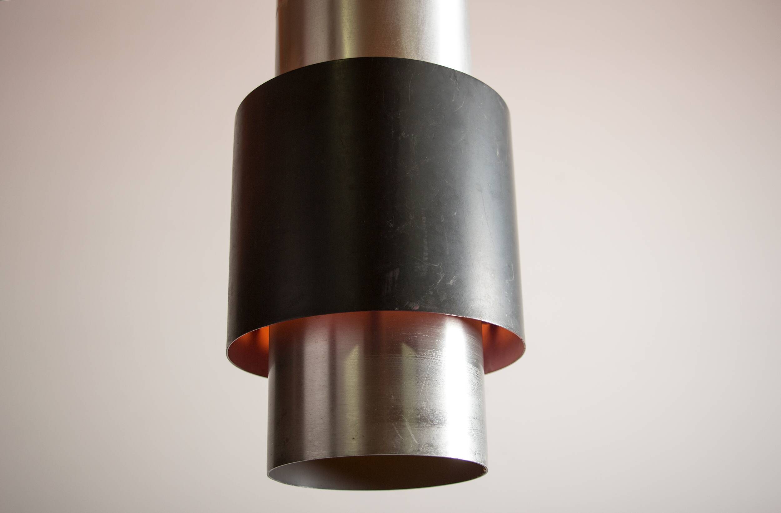 Large Danish aluminum pendant light, Zénith model by Jo Hammerborg for Fog & Mørup 1960.