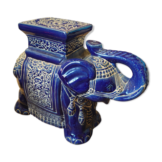 Blue Asian elephant in porcelain