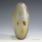 Glass vase 'A Scavo' by Gino Cenedese with autumn leaves