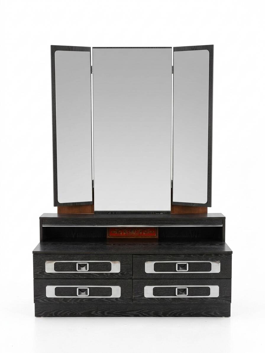 Vintage 80s hairdresser triptych mirror