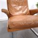 Vintage COR Swing armchair with ottoman, Reinhold Adolf, cognac leather