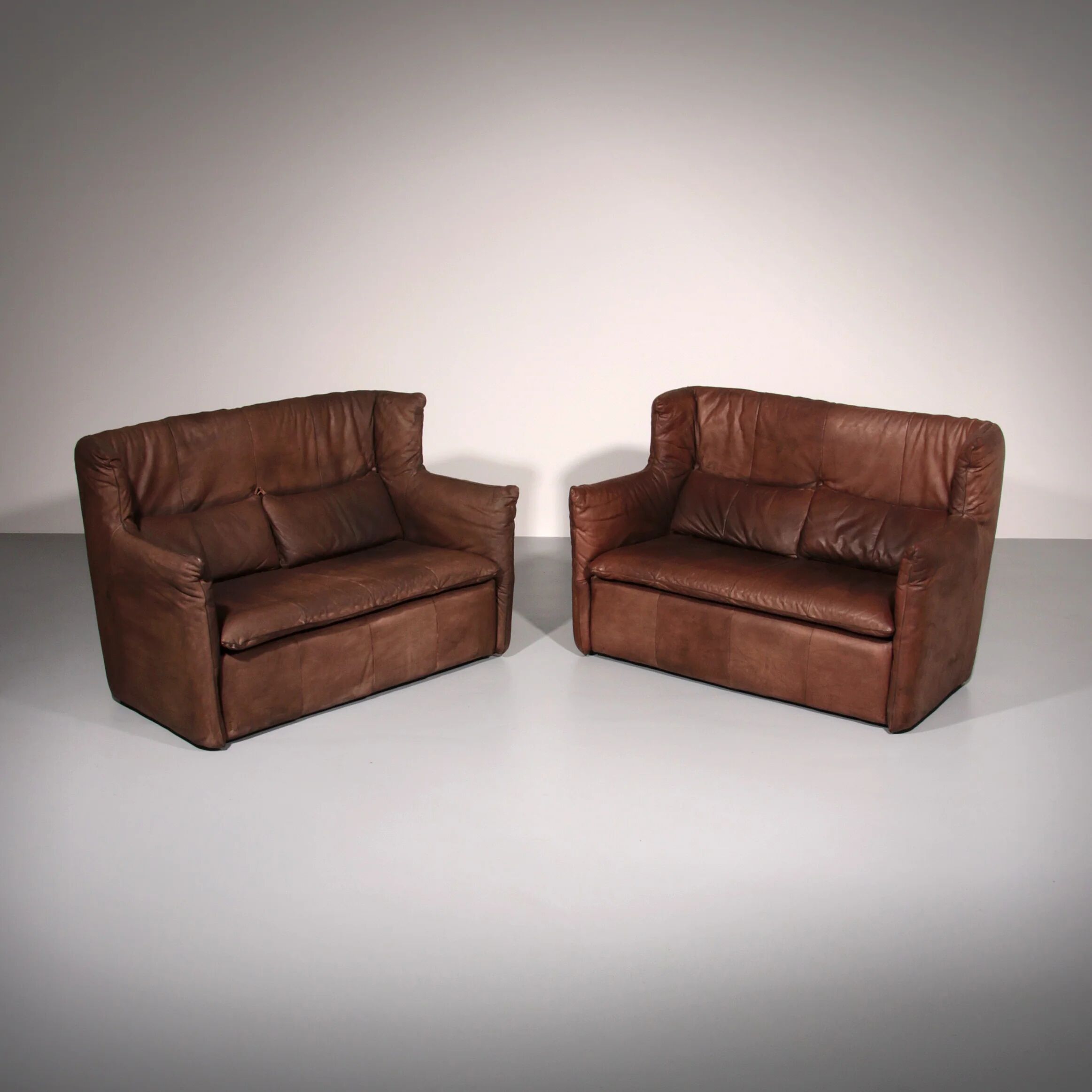 Patinated leather sofa by Gerard van den Berg for Montis, Netherlands, 1970s