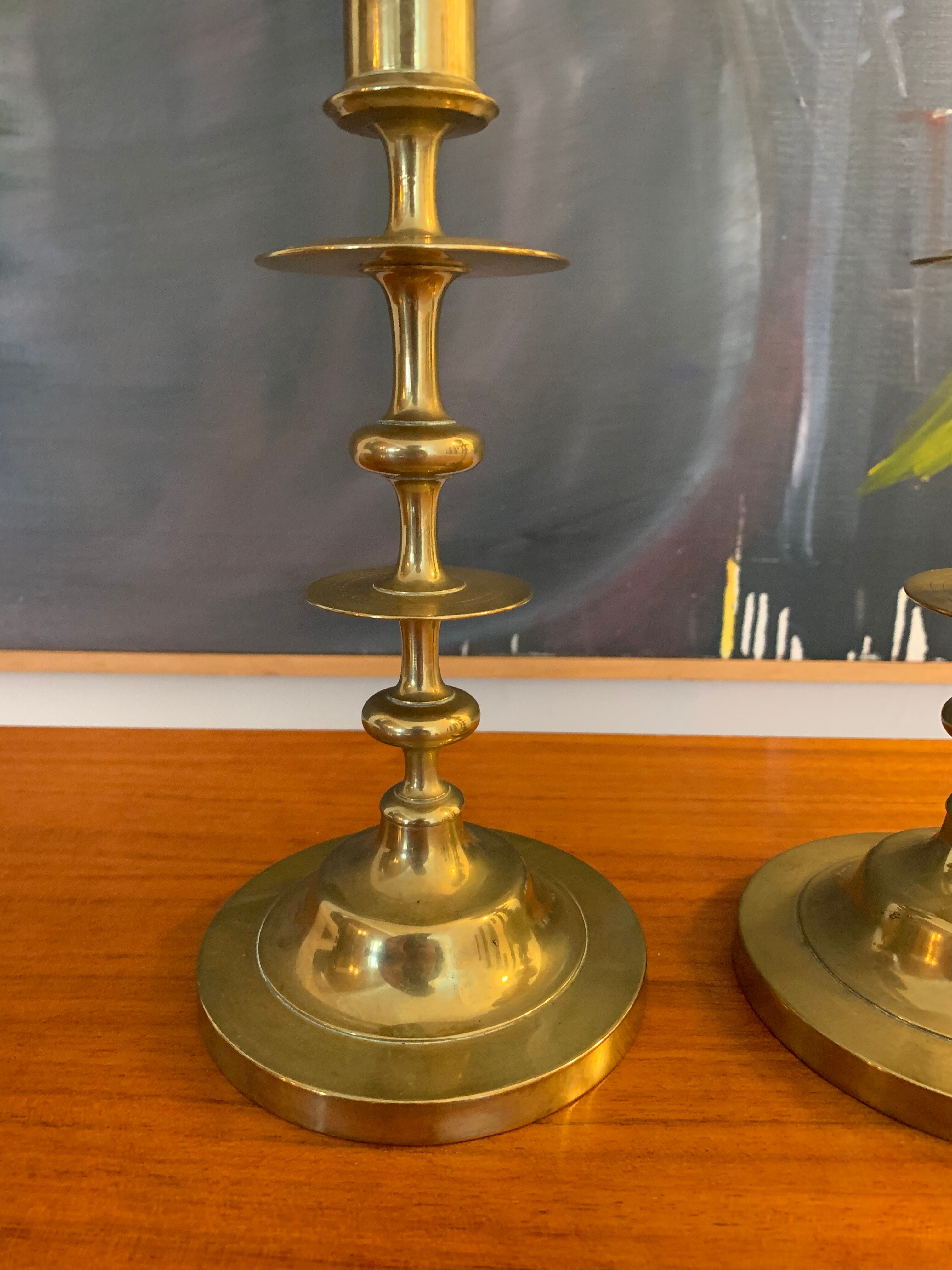Pair vintage candlesticks solid brass