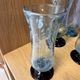 Set of 5 champagne flutes / hand-blown glass juice glasses.