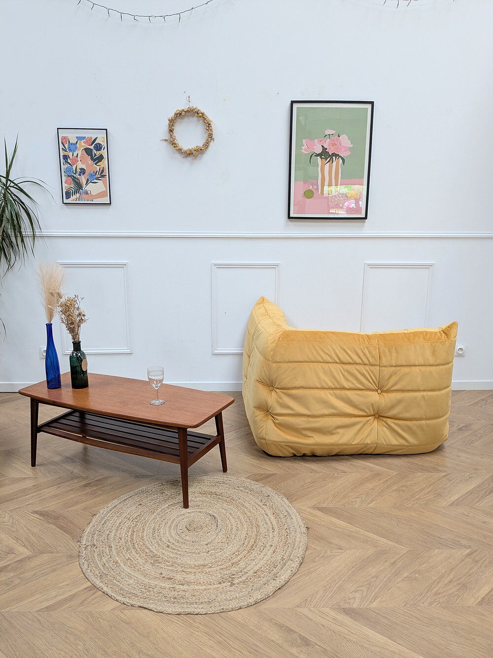 Vintage yellow angle Togo by Michel Ducaroy
