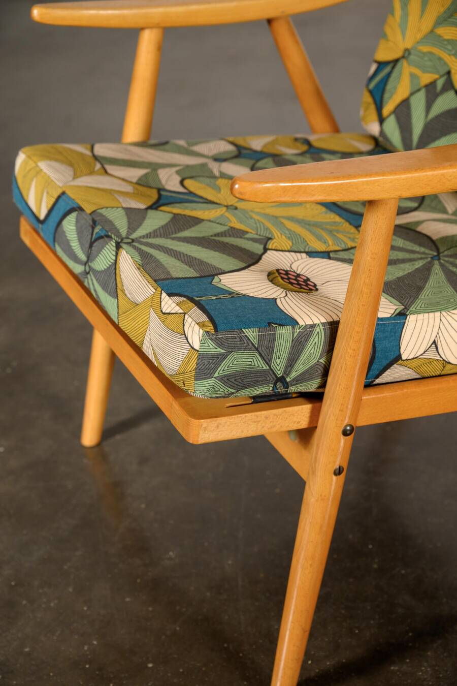 Boomerang armchair Thévenon fabric
