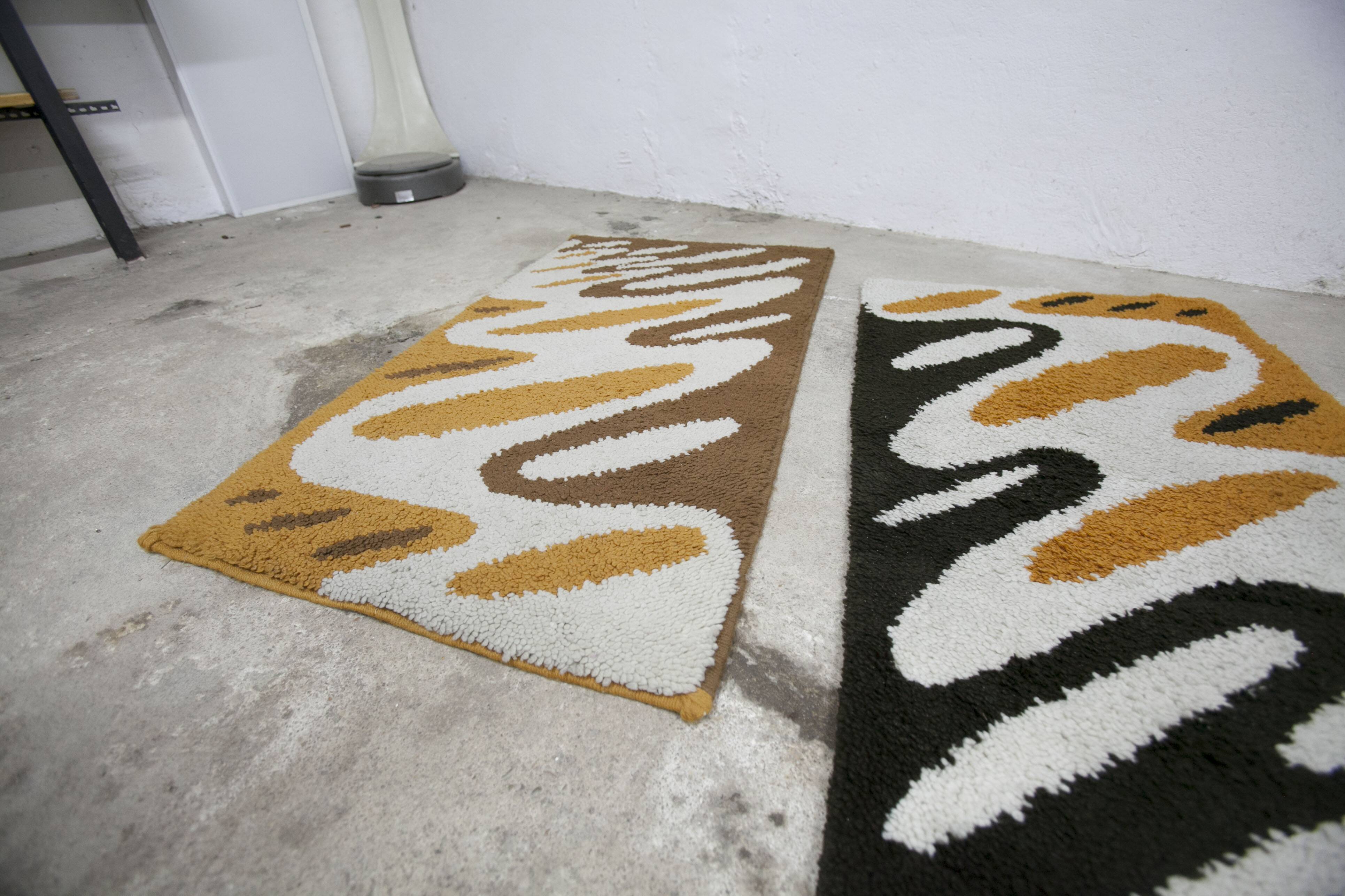 Pair of handmade 1970s wool bedspreads