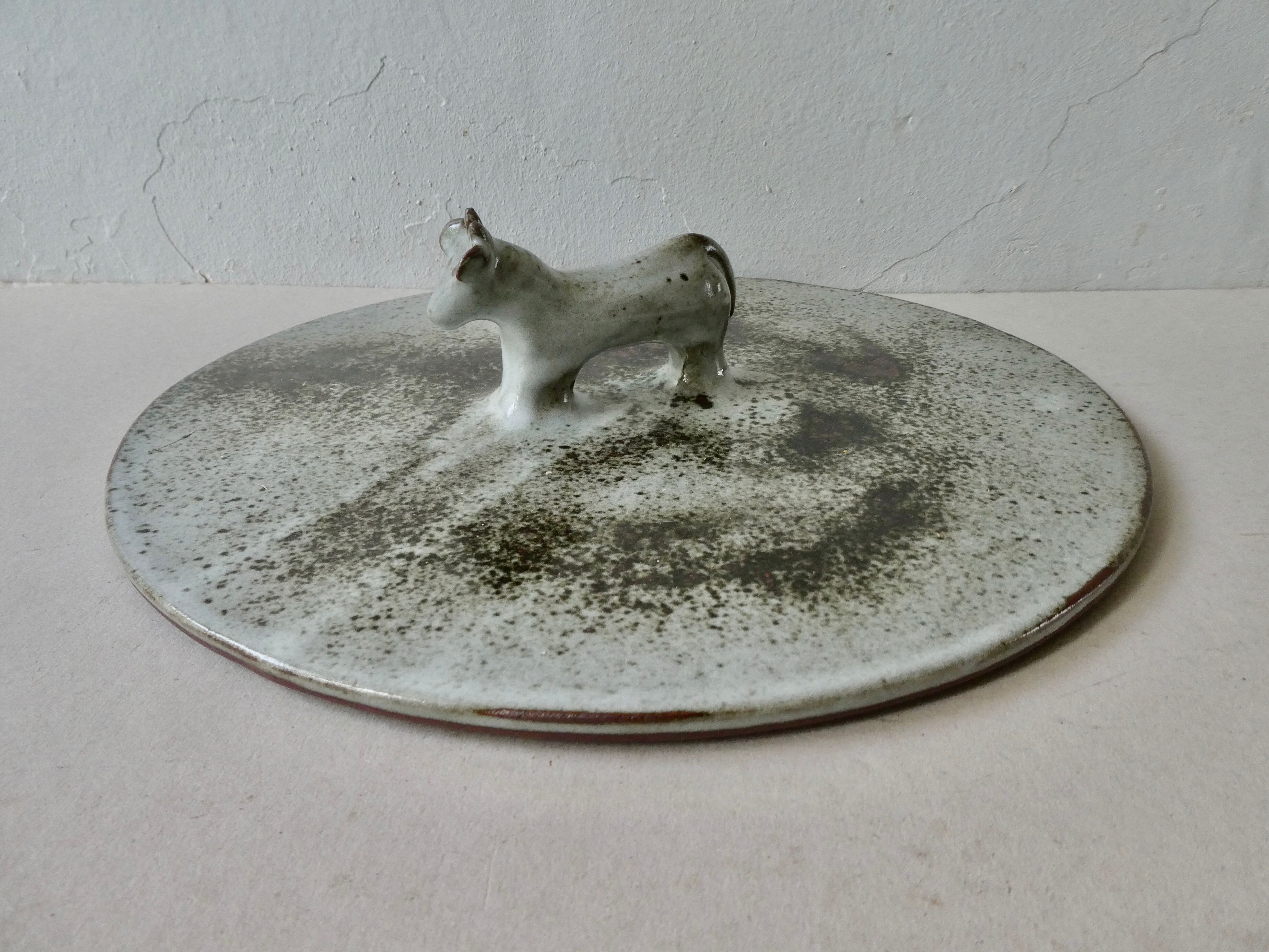 Sandstone cheese platter by Chantal and Thierry Robert, 70s