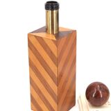 Imposing lamp base in wood marquetry, 1970s