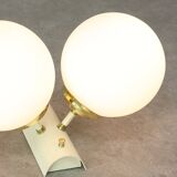 Vintage Italian Brass and Opaline Wall Lamp