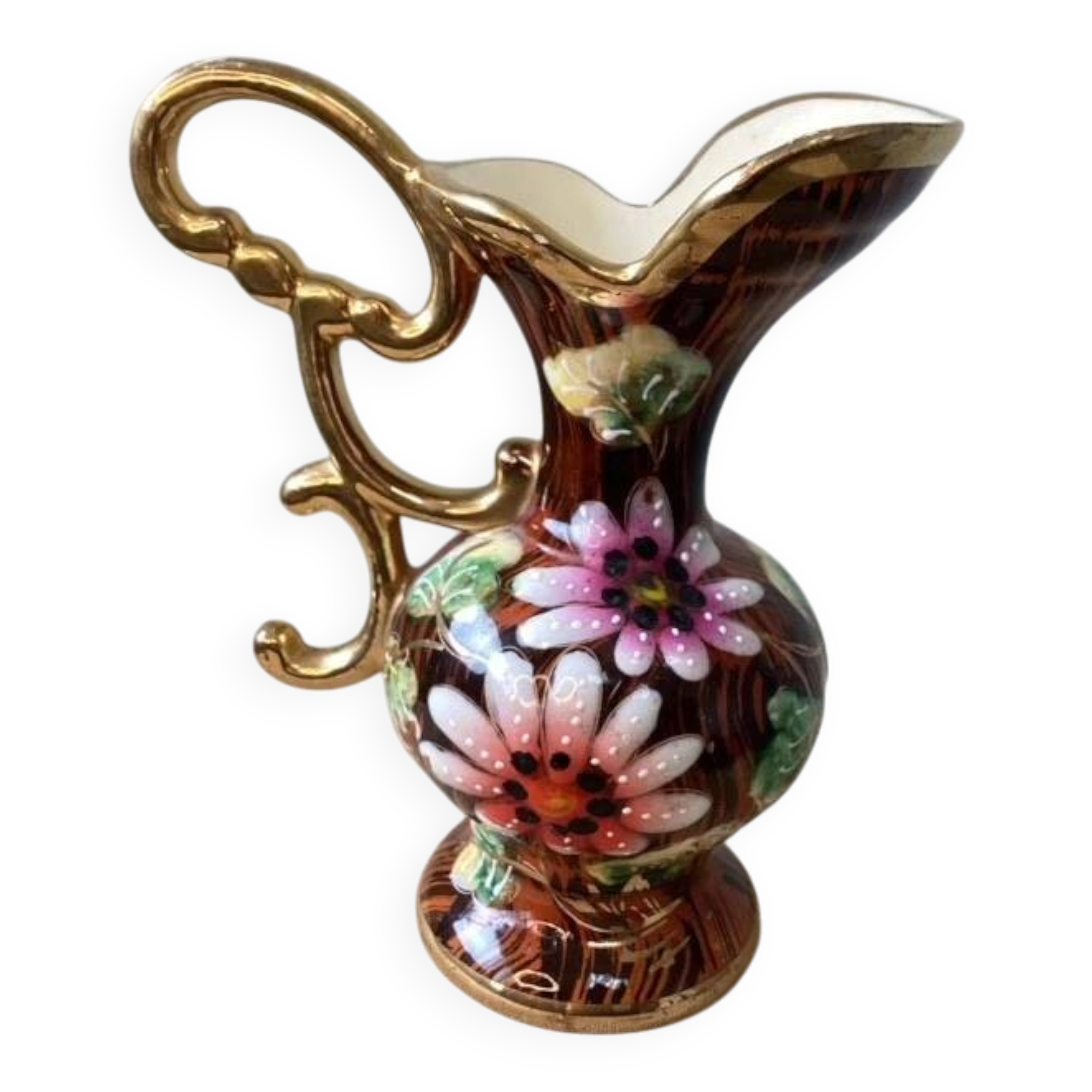 Vase Flower Motif Hubert Bequet Art Ceramics Belgian Faience