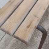 Wooden and vintage metal school bench