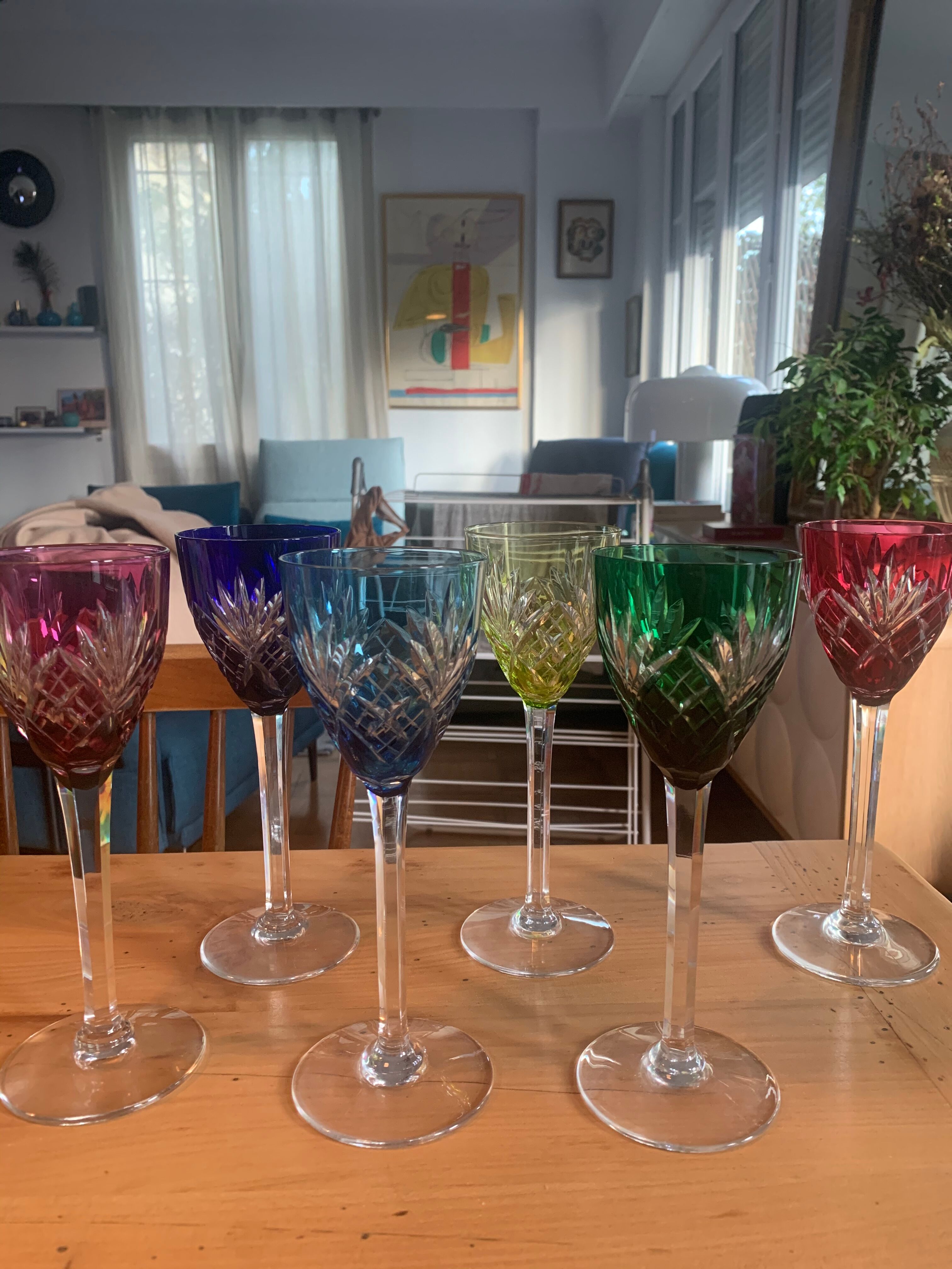 6 verres de couleurs saint Louis