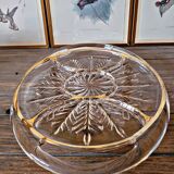 Vintage glass moulded aperitif server with handles and gilding.