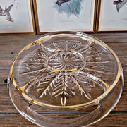 Vintage glass moulded aperitif server with handles and gilding.