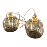 2 bubble blown glass pendant lamps