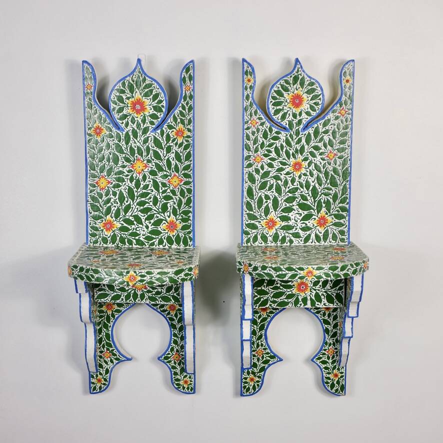 Pair of hand-painted Tunisian bedside tables or shelves