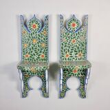 Pair of hand-painted Tunisian bedside tables or shelves