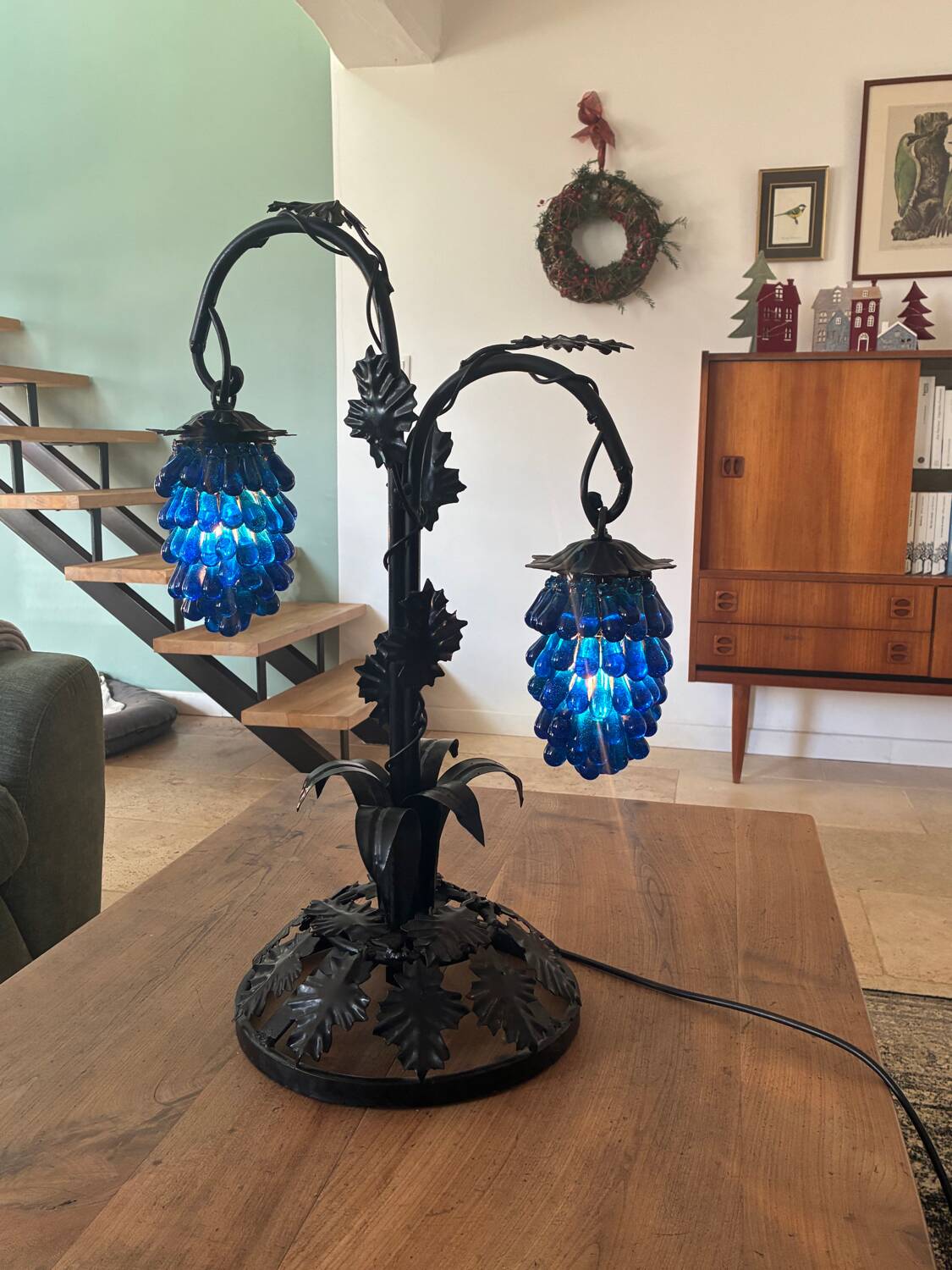 Large Murano table lamp, bunch of grapes