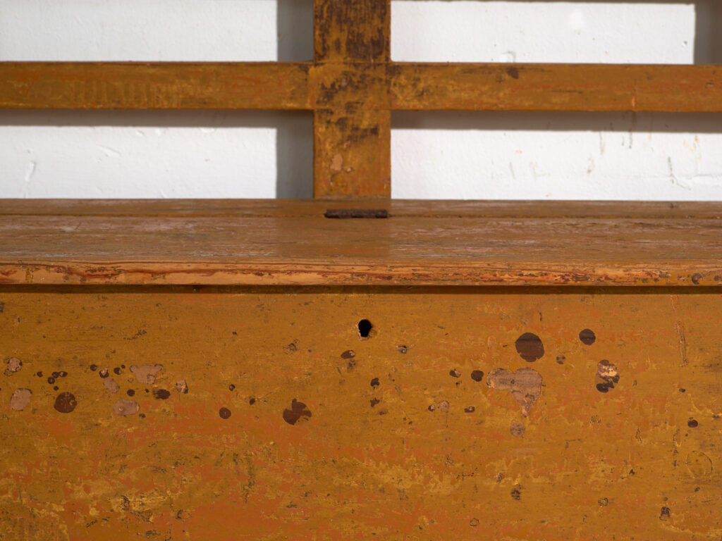 Antique painted pine bank chest – Central Europe, circa 1920