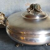 Alpaca silver metal serving dish with flowers