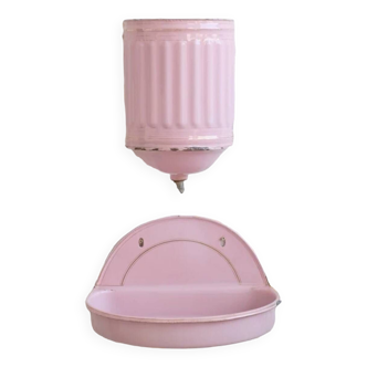 Pink enameled sheet metal water fountain